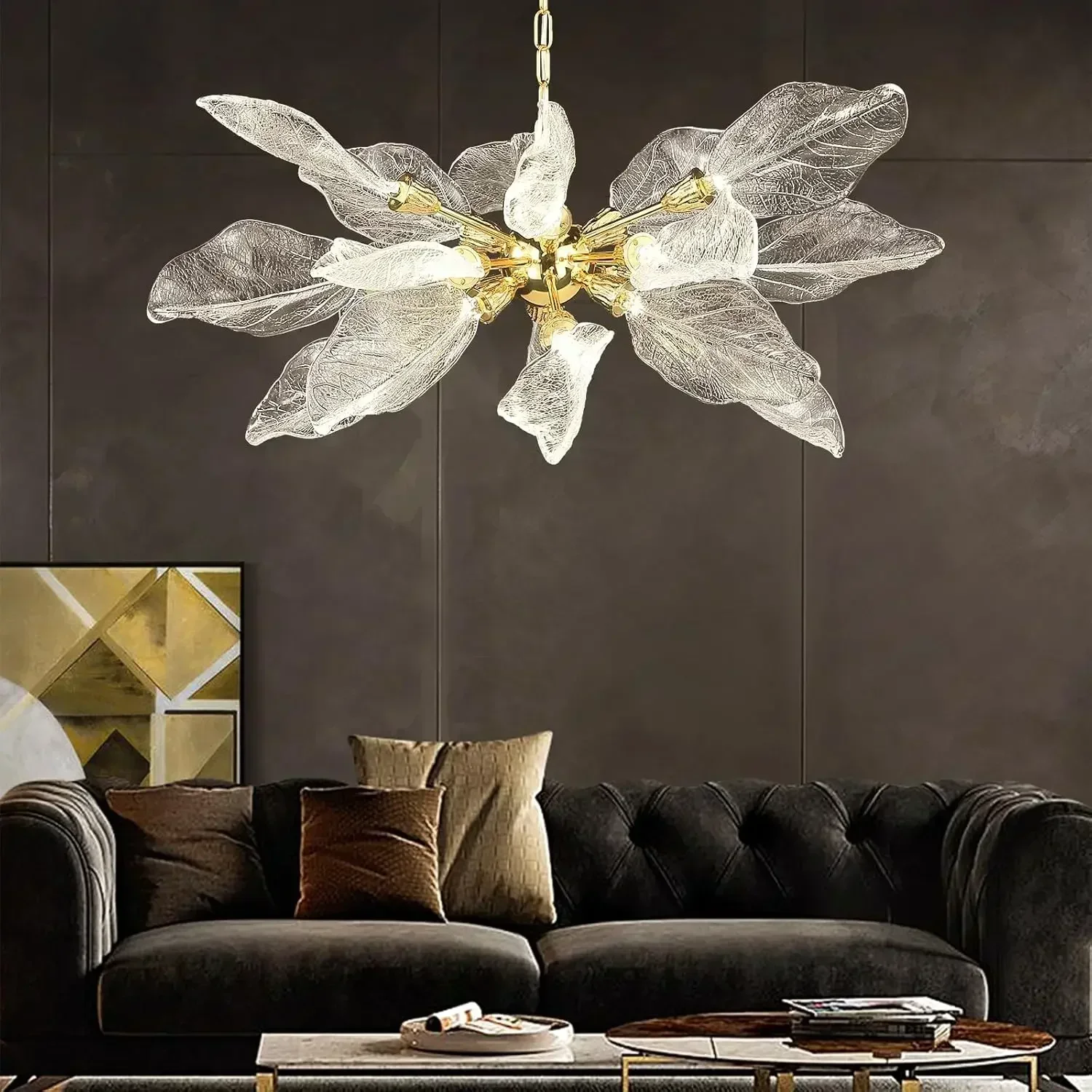 Modern Leaf Ceiling Hanging Chandelier Living Room Kitchen Island Artist Designer Bedroom  Pendant Lamp Decor