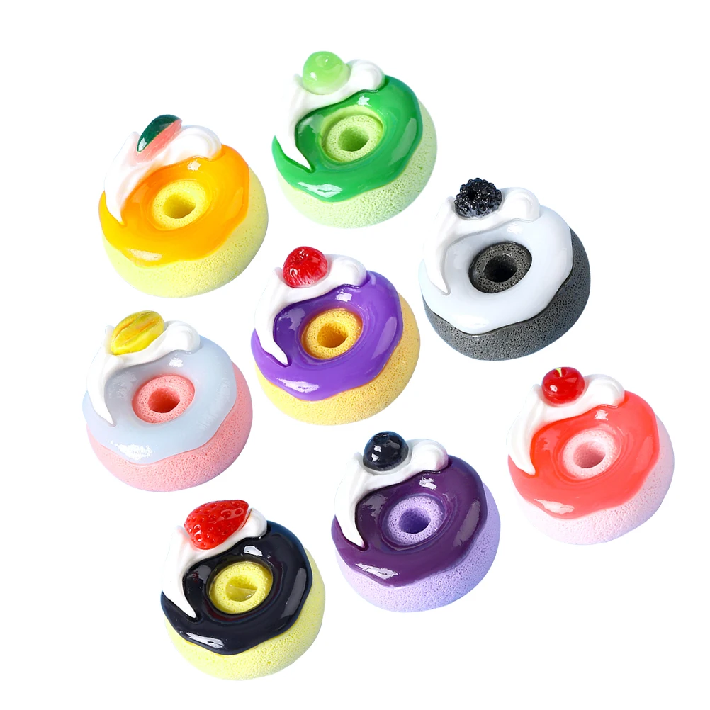 

8 Pcs Simulated Fruit Decorations Donut Model Prop Birthday Resin Diy Handicraft Accessories Charm Props