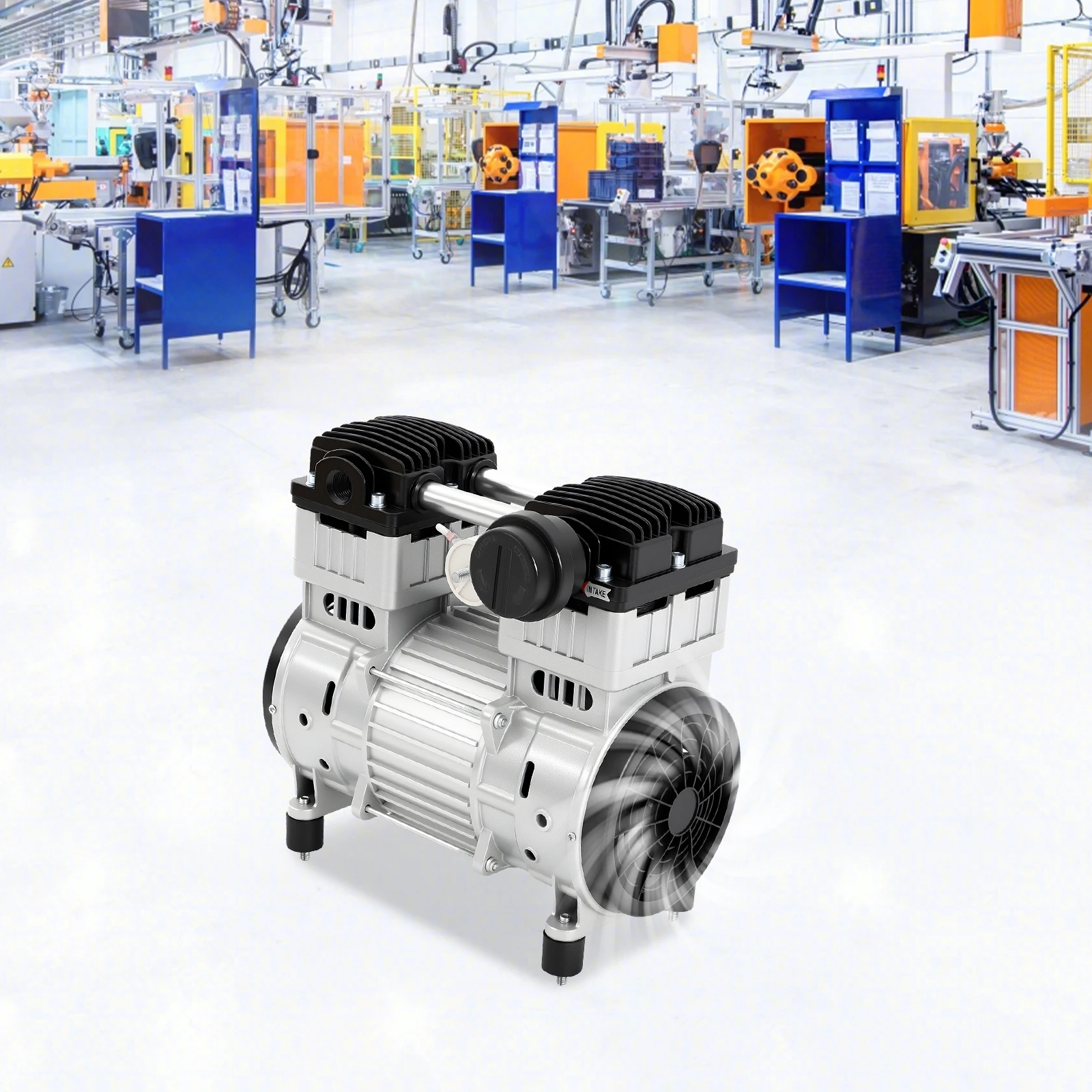 Oil-Free Silent Vacuum Piston High Flow Air Pump, Small Diaphragm Mute Pump, 200L / Min (110V 1100W)