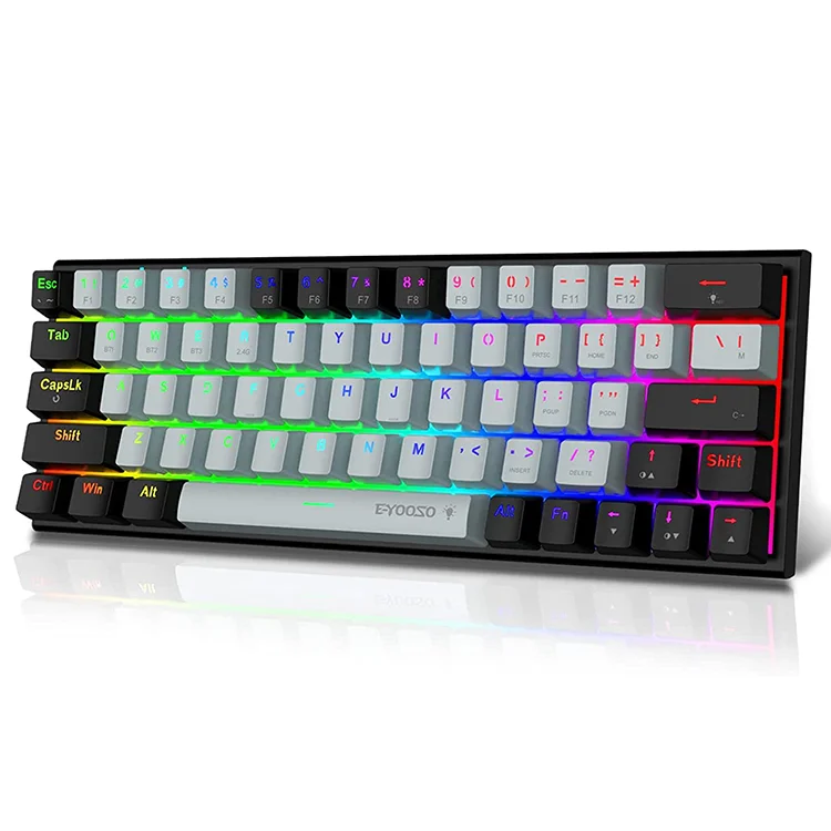 BT 2.4G RGB Backlit 63 Keys Compact 60 Percent Wireless USB 60% Mechanical Gaming Keyboard Blue Switch