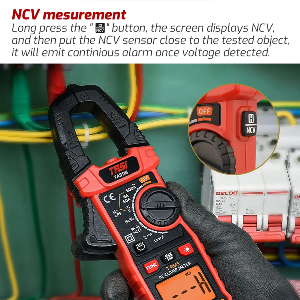 600A Digital Clamp Meter 6000 Counts True RMS Current Multimeter 1-100000uF Auto Range Temperature Precision Voltmeter TA811