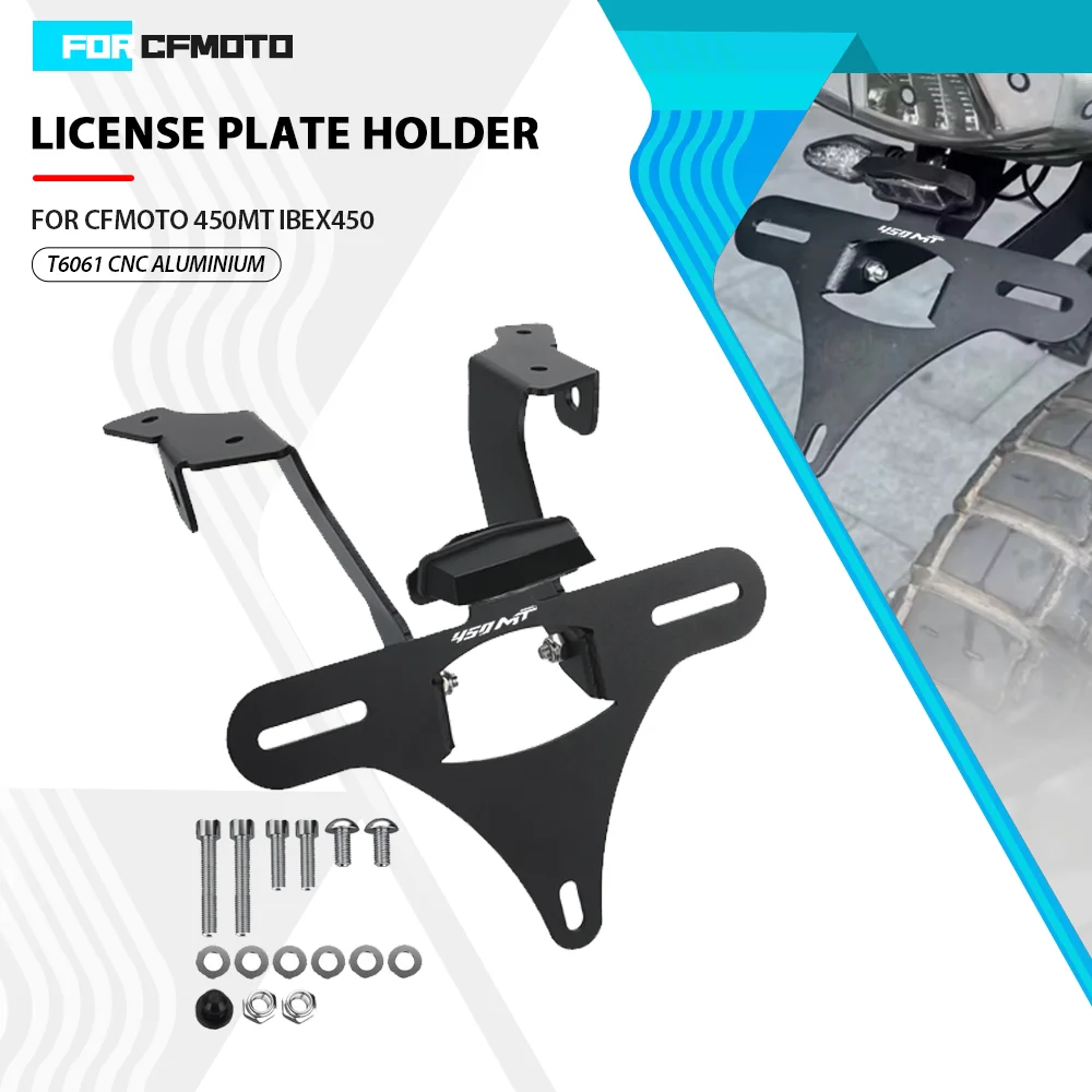 

For CFMOTO 450MT 450 MT IBEX 450 2024 2025 2026 Motorcycle License Plate Holder Bracket Rear Tail Tidy Fender Eliminator Kit LED