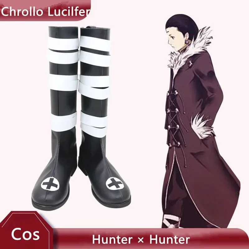 

Hunter × Hunter Chrollo Lucilfer Cosplay Costume Shoes Handmade Faux Leather Boots