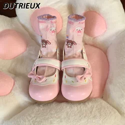 Cute Sweet Fashion Small Leather Shoes Girl Original Lolita Style Design Mary Jane Round Head Flats for Women Spring Summer