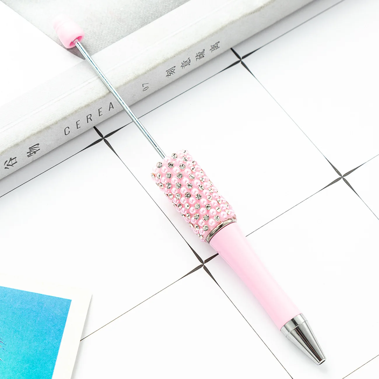 10/25PCS Sugar Diamond Beadable Pens Plastic Refillable Pens DIY Bead Ink Ballpoint Pen for Students Office School (No Ink)