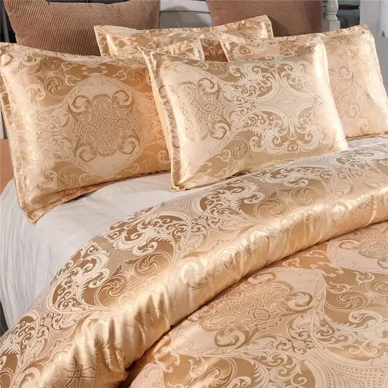 Bedding Set Queen King Size Duvet Cover Silky Bed Linens Quilt High Quality Luxury Gold Colour 2/3pcs Comforter
