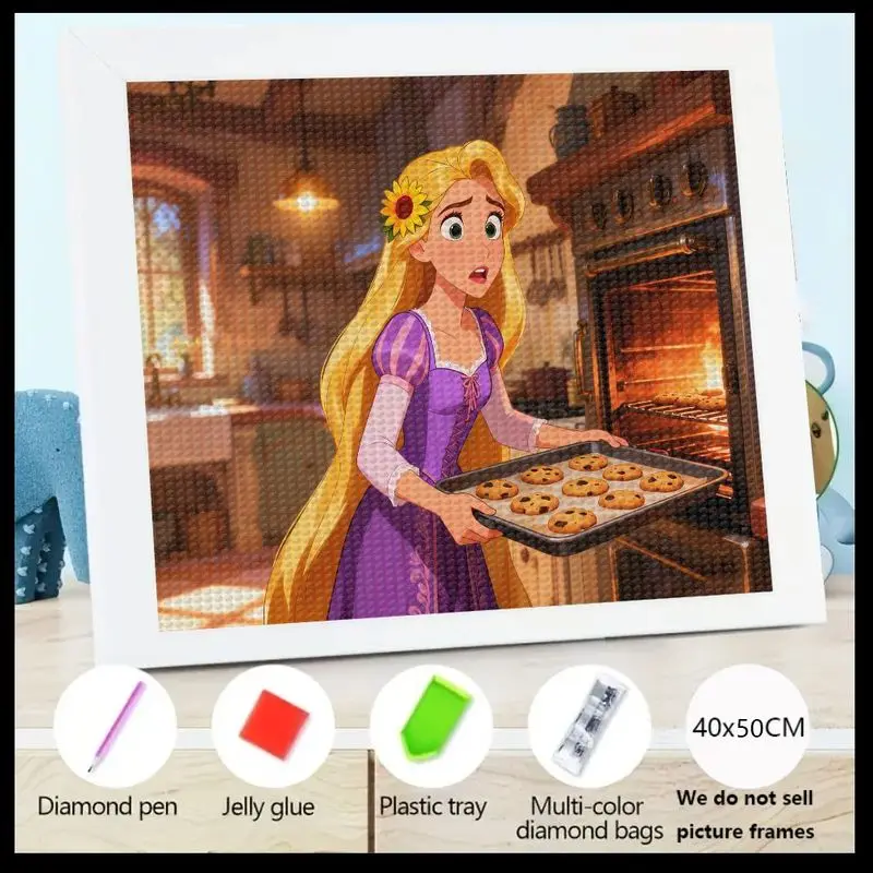 

1 шт. DIY 5D полный дрель набор для алмазной живописи с принцессой Диснея Рапунцель печеньем для выпечки на кухонной сценке, сверкающий кристалл