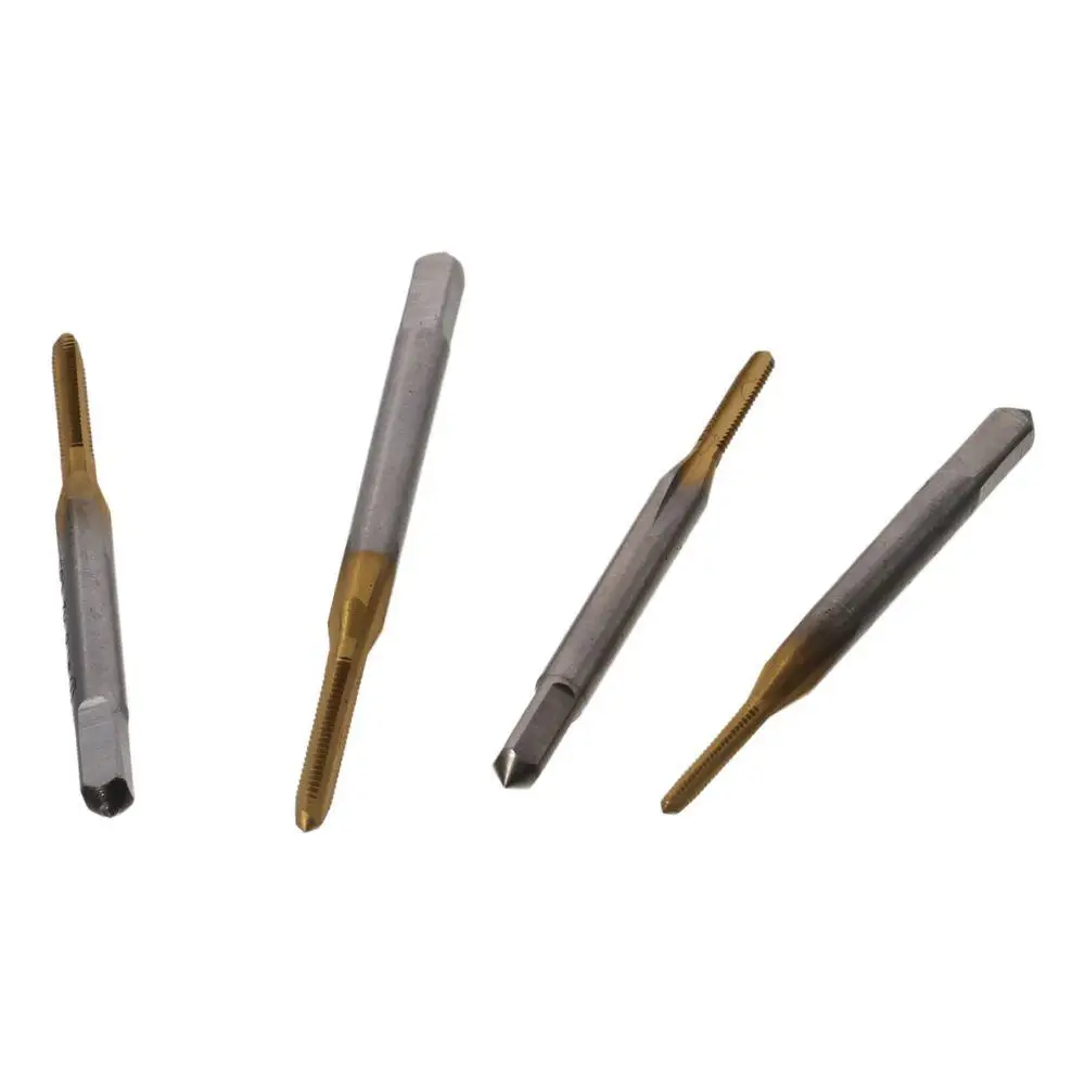 Titanium Coated Cobalt Thread Tap HSS (High Speed Steel) Machine Mini Micro Screw Threading Tapping 3 Straight Flutes