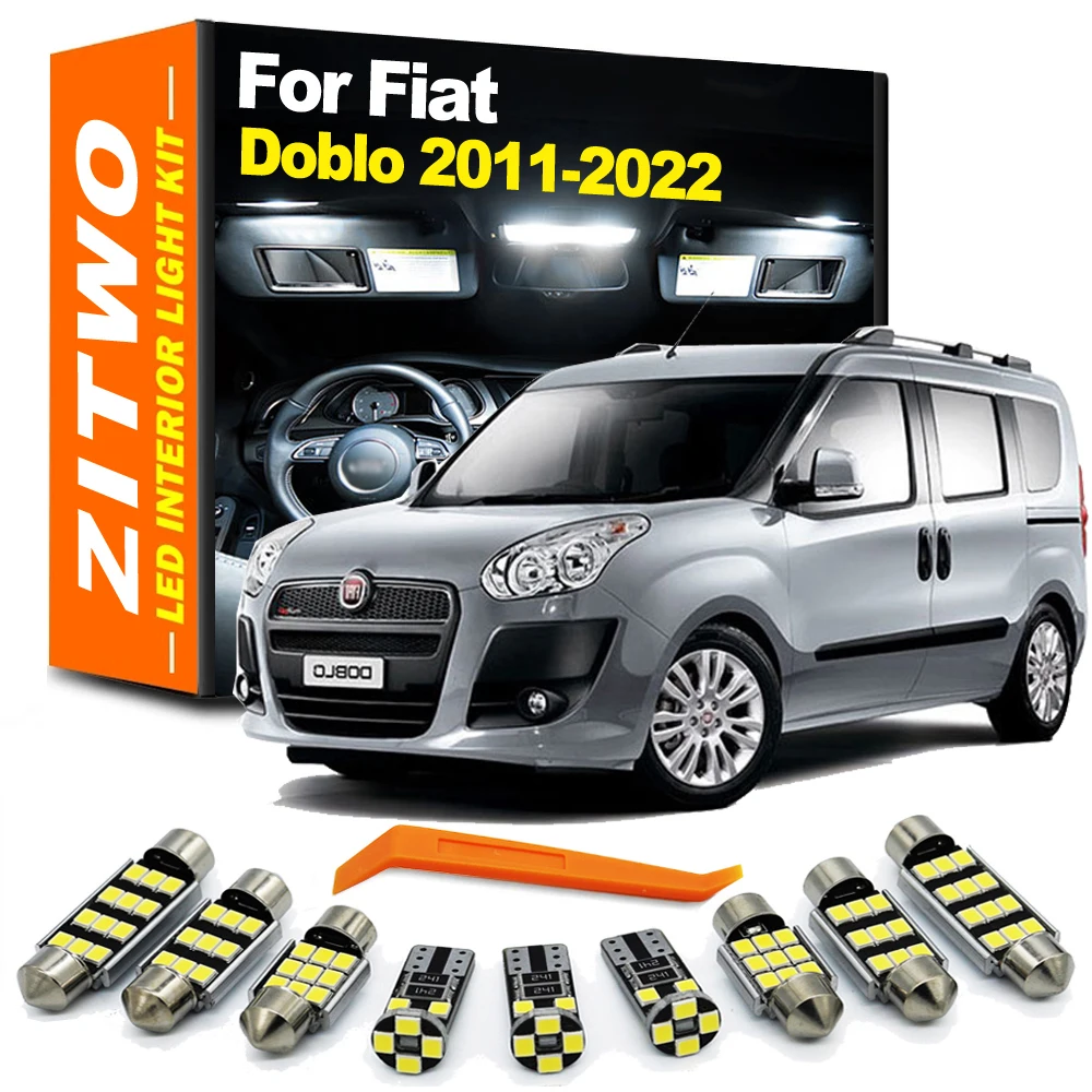 ZITWO 8Pcs Car LED Bulb Interior Dome Map Ceiling Trunk Light Kit For Fiat Doblo 2011- 2015 2016 2017 2018 2019 2020 2021 2022
