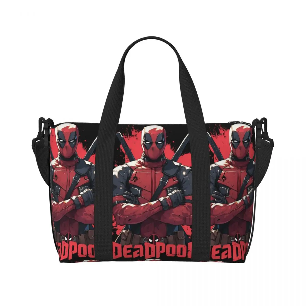 

Custom Deadpool Film Beach Tote Bag for Women Extra Large Gym Carry On Cool Superhero Travel Shopping Bags
