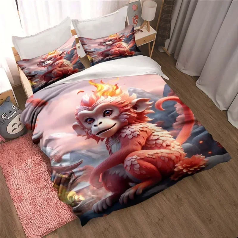 

3D printed animal pattern bedspread tiger rabbit turtle pillowcase home supplies children's bedroom bedspread pillowcase gifts