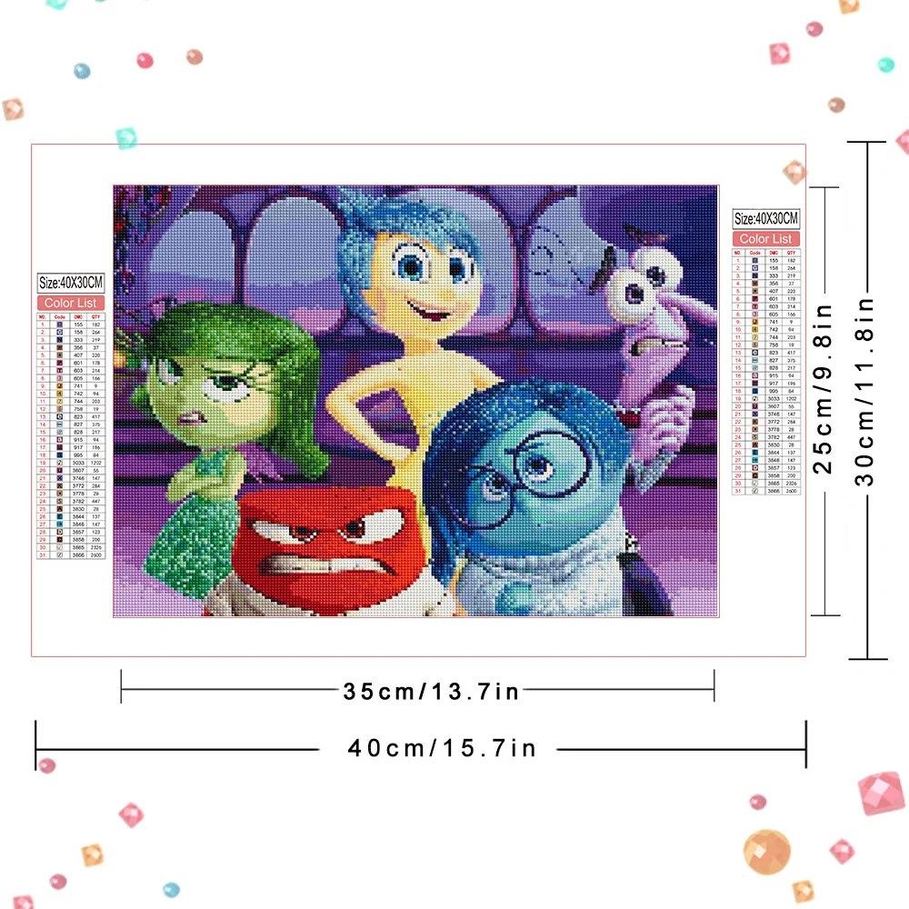 Disney Diamond Mosaic Inside Out Picture Rhinestones Embroidery New Arrival Cartoon Diamond Painting Cross Stitch Home Decor