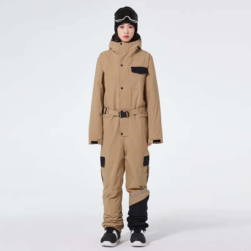

2025 New One Piece Skiing Suit Women Winter Outdoor Warm Windproof Breathable Snow Jacket Men Double Board Loose Fitting Suit