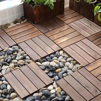1-10pcCarbonized Wood Boards, Carbonized Solid Wood Floor for Balcony, Patio, Courtyard and Garden, Outdoor Assembled Wood Plast