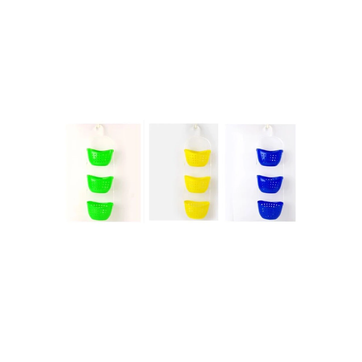 

3-Tier Shower Bathroom Hanging Basket Rack Storage Organizer Pp Material With Drain Holes Kitchen Desk Use Green