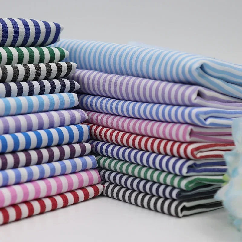 145cm Width TC Yarn Dyed Striped Fabric 65%cotton 35%polyester Inelastic Dress Shirt Belt Tablecloth DIY Clothing Sewing Fabric