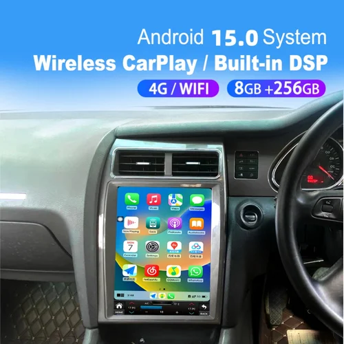 Android垂直カーマルチメディアプレーヤー,カーラジオ,オーディオ,ワイヤレス,CarPlay,GPS, Naviセントラルユニット,6 128g,2005-2015,Audi q7用