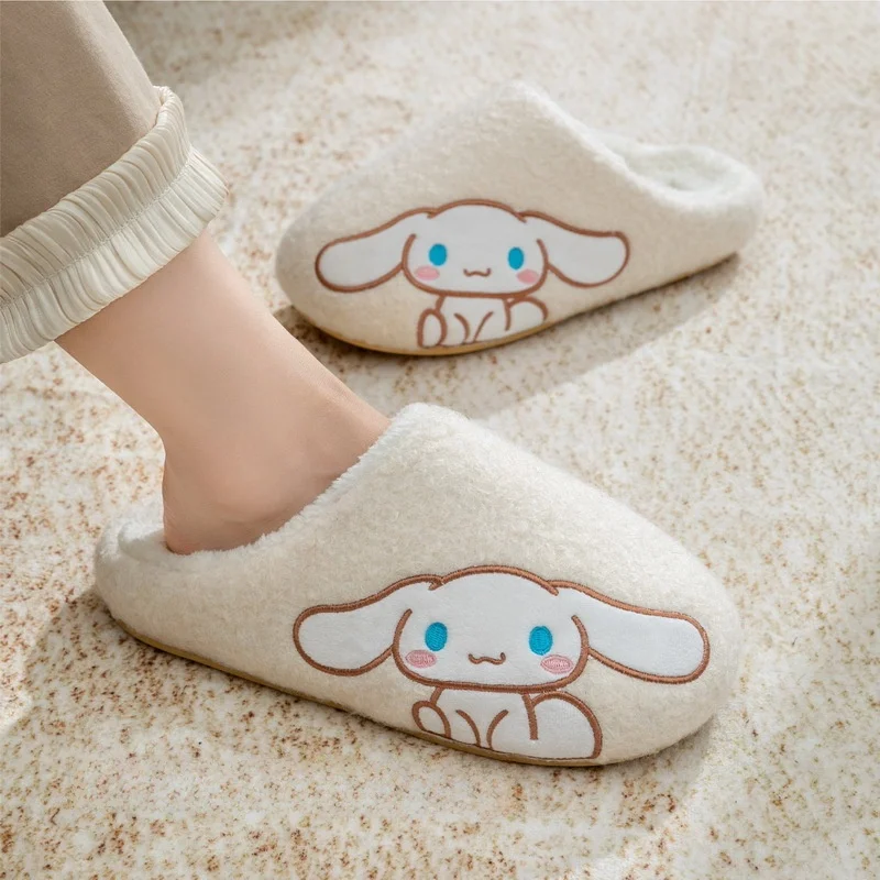 

Kids' Slippers House Shoes Cartoon Kuromi Winter Shoes For Girls Warm Anti-slip Soft Bottom Pink White Shoes Size 36-41