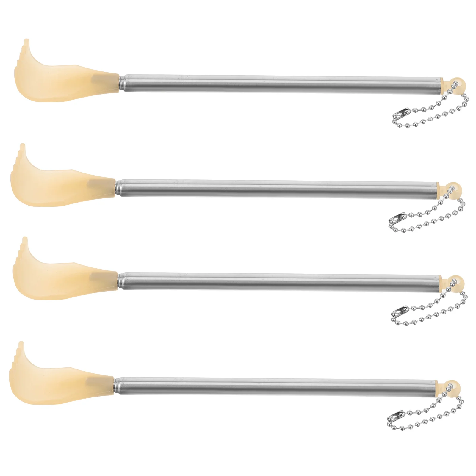 4 قطعة خدش الظهر القابل للسحب من الفولاذ المقاوم للصدأ مدلك خلفي بمخلب معدني قابل للتمديد لتخفيف الحكة تصميم سلسلة معلقة يدوية