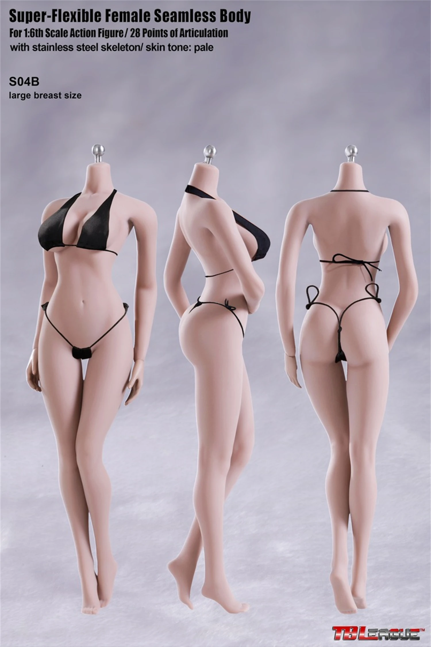

TBLeague S04B 1/6 Large Breast Seamless Action Figure Pale Skin Rubber Body Stainless Steel Flexible Doll Model