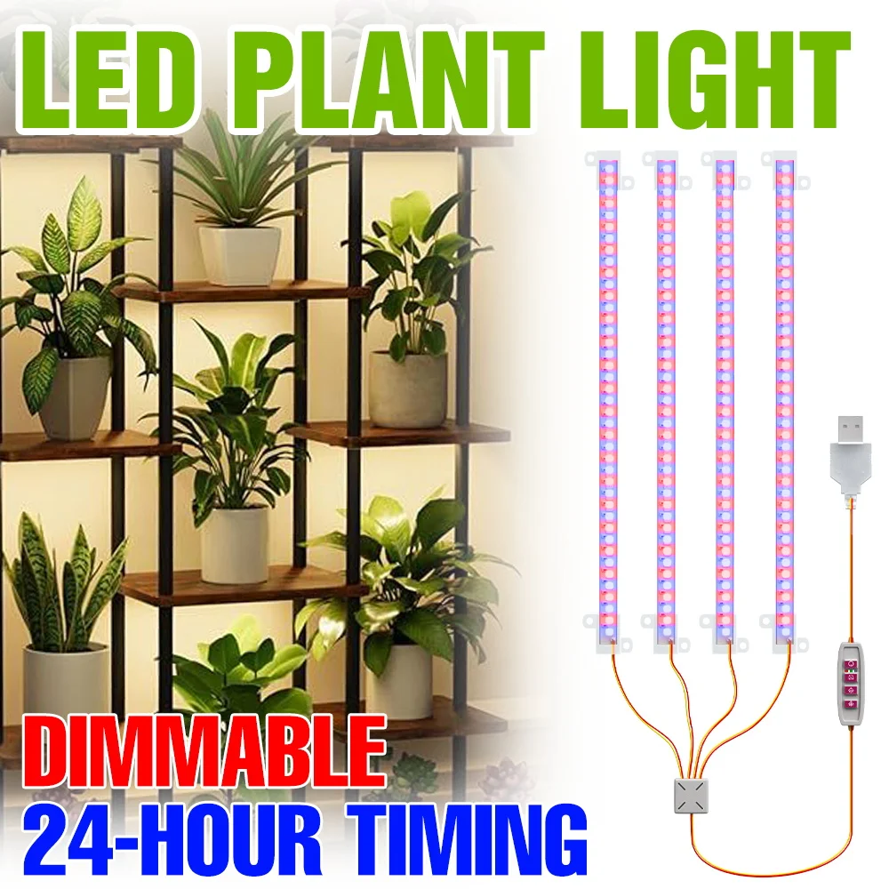 

USB LED Grow Light Strip Full Spectrum Indoor Potted Plant Lamp DC5V Dimmable Succulent Flower Seedings Cactus LED Fill Lighting