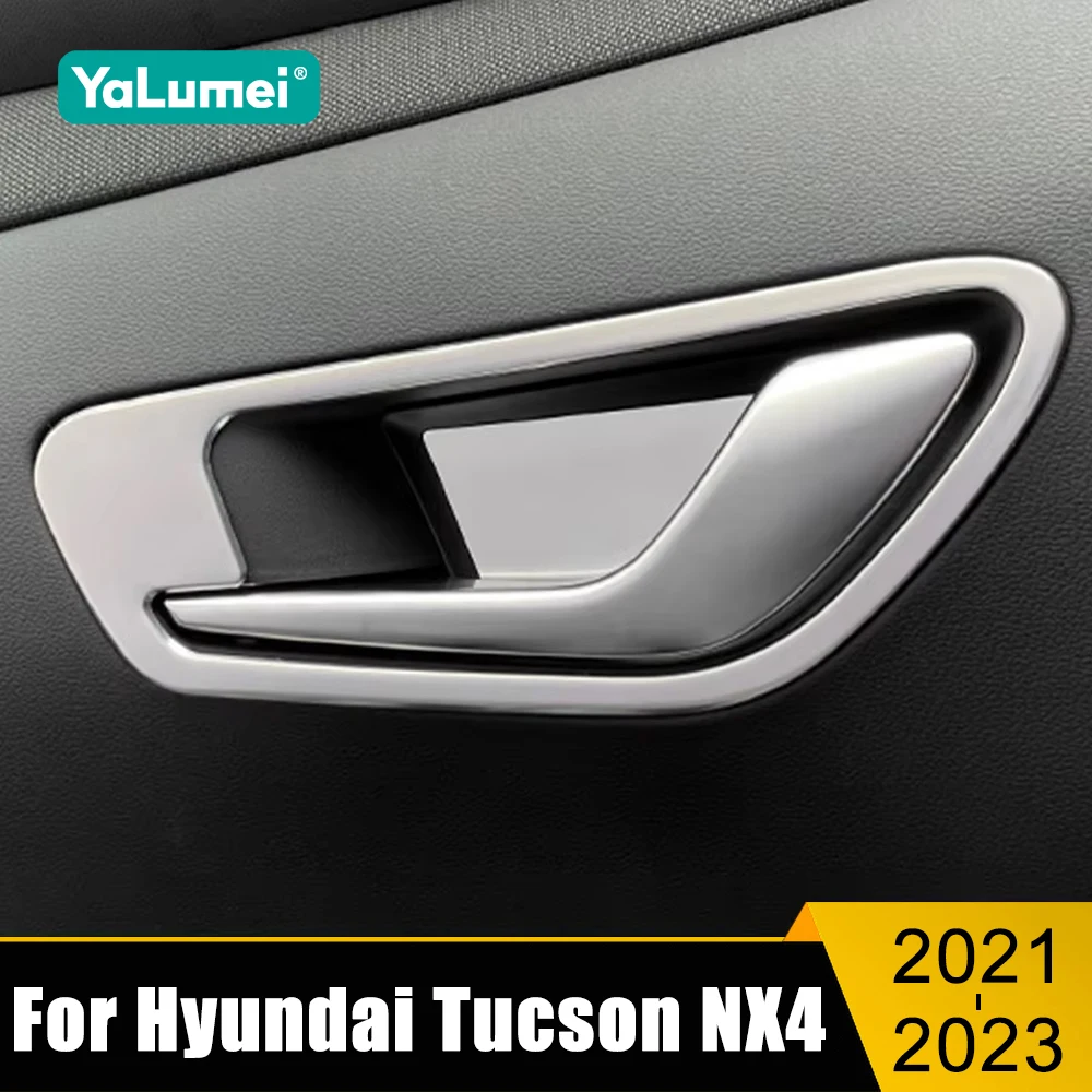 

For Hyundai Tucson NX4 2021 2022 2023 Hybrid N Line Car Inner Door Handle Bowl Cover Trim Stainless Steel Interior Accessories