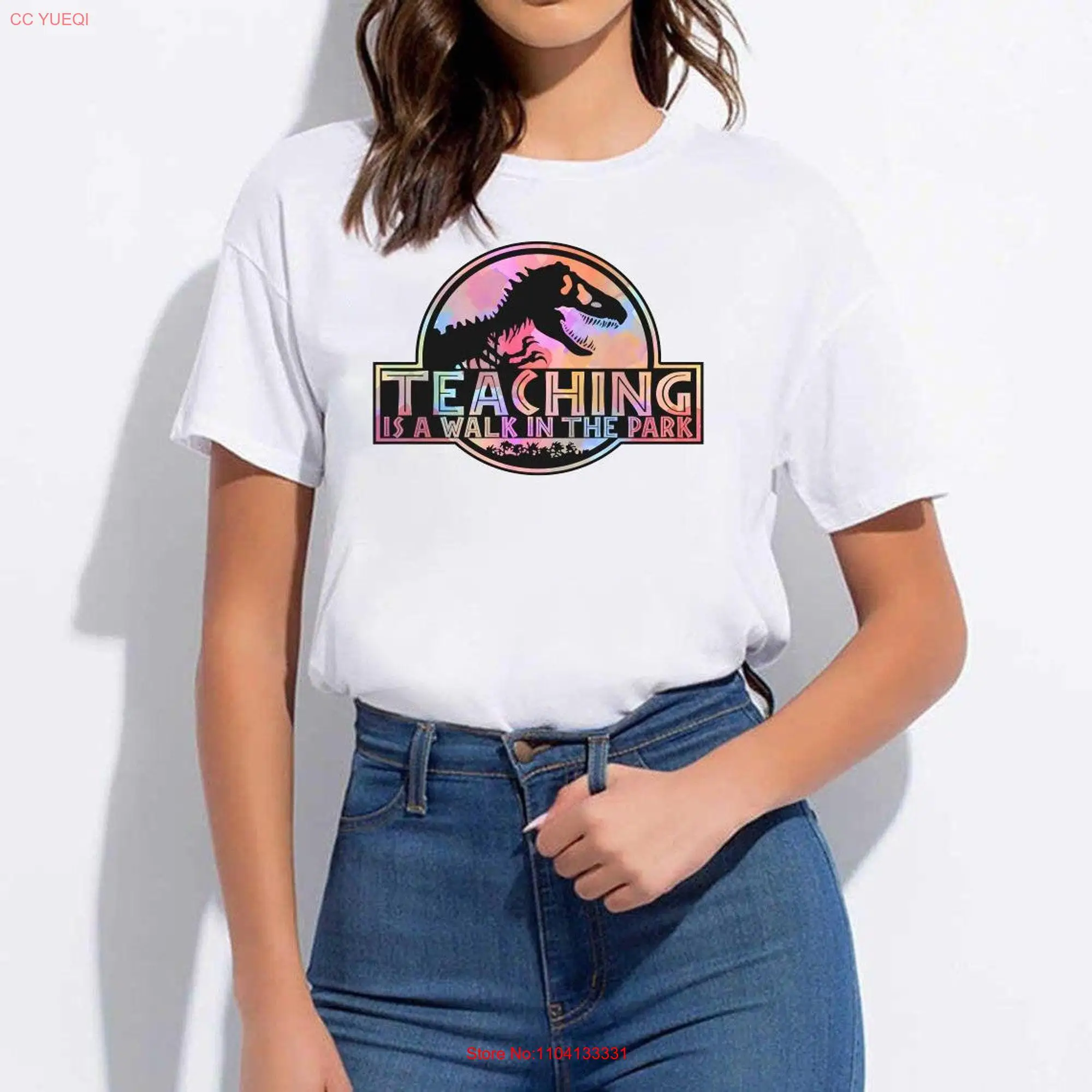 Color Teaching is a Walk in The Park Kindergarten Teacher T Shirt Field Trip for Teachers Dinosaur Son