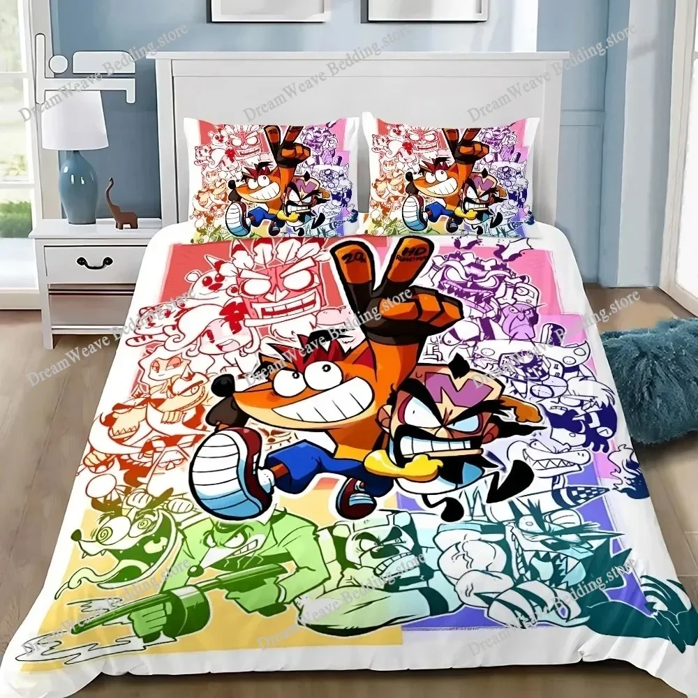 3D Print Crash Bandicoot Nitro Crate Bedding Set Duvet Cover Bed Set Quilt Cover Pillowcase Comforter King Queen Size Boys Adult
