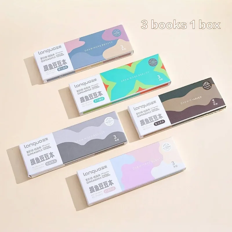 3Pcs/Pack Cute Mini Paintbook Portable Cardboard Markbook Square Portable Pocket Book Compact Hand Ledger Art Supplies