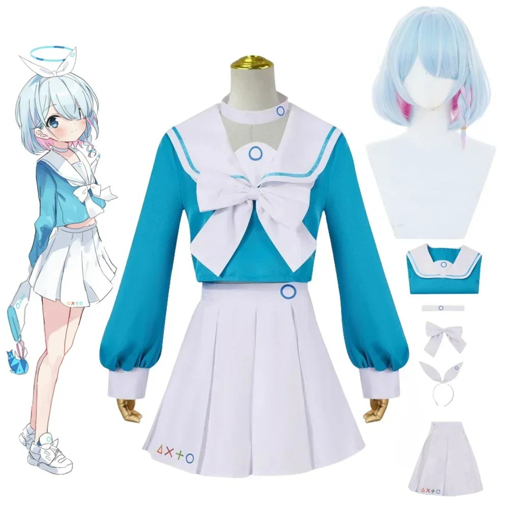 

Arona Blue Angel Cosplay Anime Game The Animation Costume Wig Blue Archive JK Sailor School Uniform