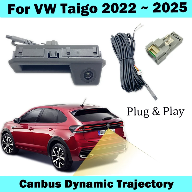 HICAMRUI Rear Reverse Backup Camera for VW  Taigo 2022-2025  Canbus Dynamic Trajectory Camera Plug and play without coding