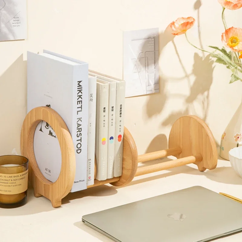 Sun Ring Solid Wood Book Stand Adjustable Book Block Creative Office Desk File Rack Innovative Design Decorative Book Holder