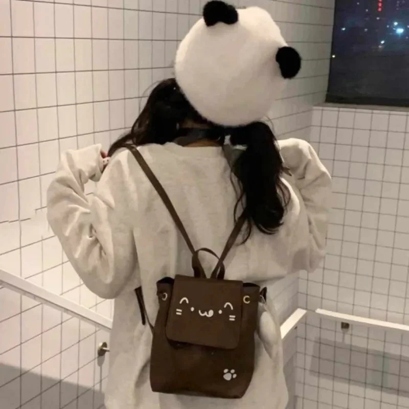 Cat Symbol Backpacks Y2K Korea Japan INS Cute Girl Backpack Back To School High Capacity Cat Pendant Backpacks Women's Handbags