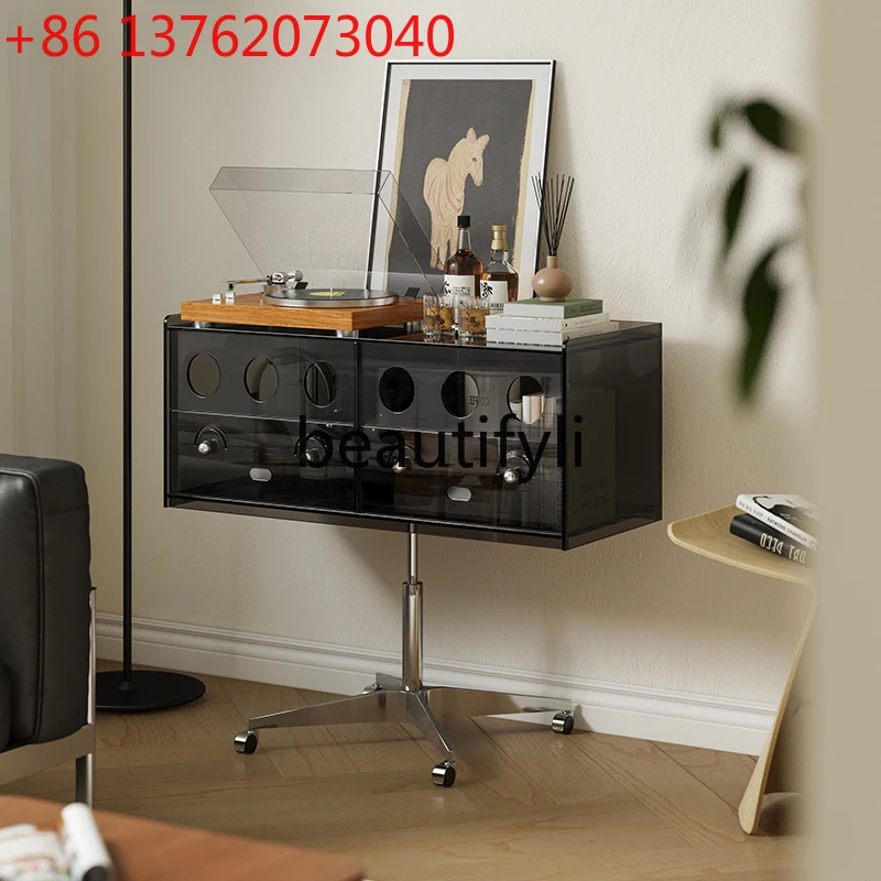 

Vintage vinyl record player cabinet mobile magazine low cabinet display storage locker