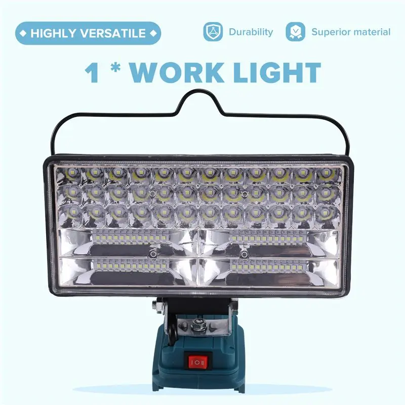 A01F-Work Light Flashlight 8 Inch Cordless LED Lamp Portable Dual USB For 18V 14V Li- Battery Camping Architectural Li