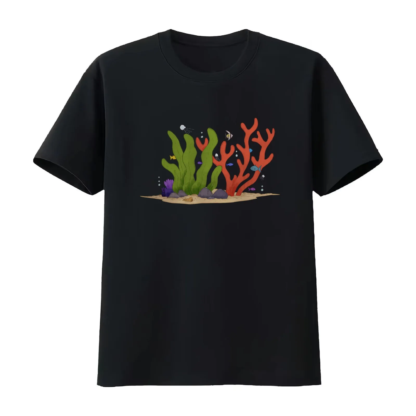Coral Reef T-Shirt Summer Casual Cotton Tee Oversized Streetwear Tops Vintage Graphic Print Loose Fit Short Sleeve