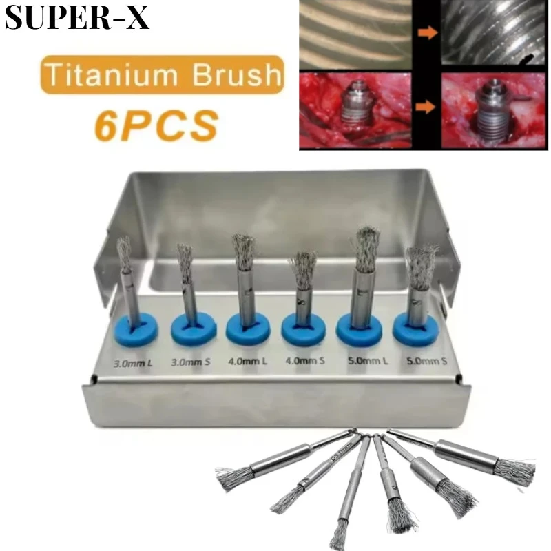 

1 комплект, щетка для чистки ниток при Peri-Implantitis, щетка для чистки имплантата, сталь 420, инструмент для зубного имплантата, немагнитный дизайн