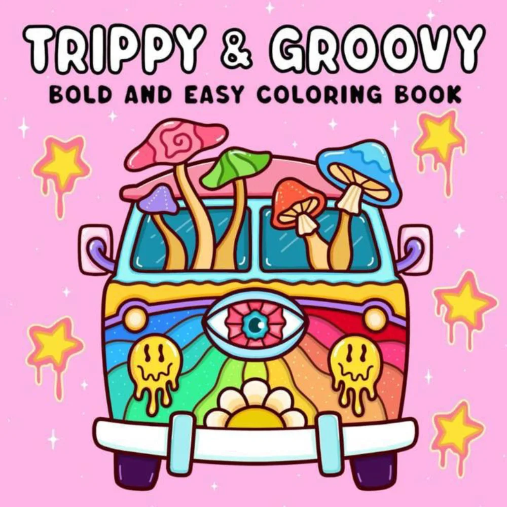 48 Pages Trippy & Groovy Bold And Easy Coloring Book for Adults Cute Drawing Book Perfect Gift for Party and Birthday