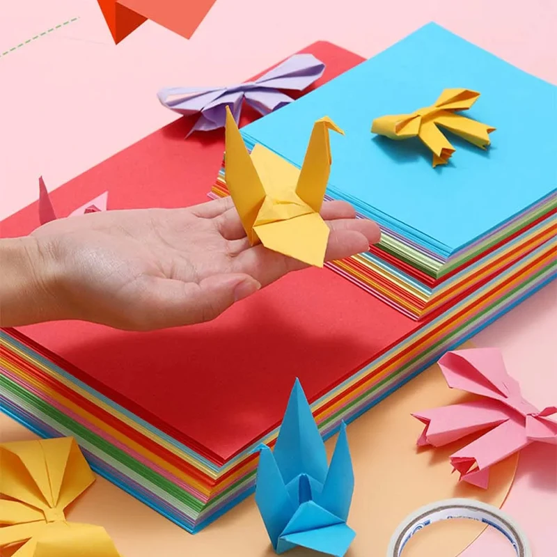 100pcs 10 สี Origami กระดาษสแควร์พับสองด้าน Lucky WISH กระดาษ Crane CRAFT DIY ที่มีสีสัน Scrapbooking