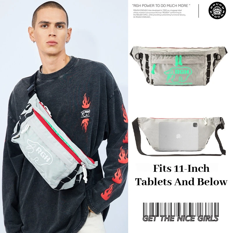 RGH Waterproof Nylon Luminous Crossbody Chest Bag, Large‑capacity Outdoor Motorcycle Riding Messenger Waist Bag for Men