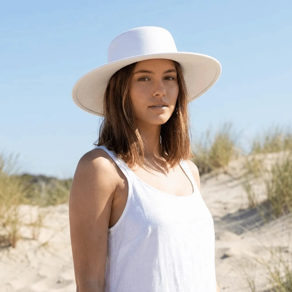 French Solid Color Hepburn Style Bucket Hat British Style Flat Top Wide Brim Felt Hat Fedora Hat Woolen Women Jazz Hat Party