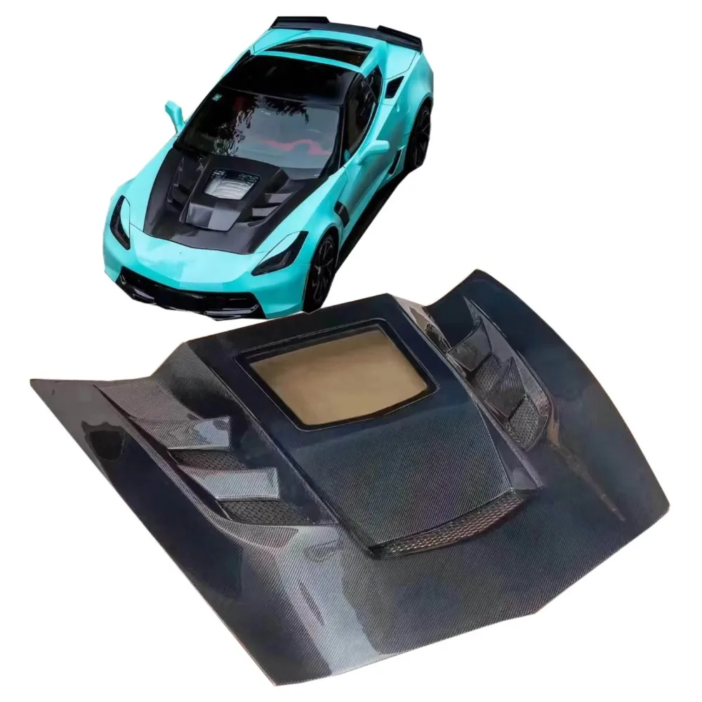 Lightweight Carbon Fiber Hood for Corvette New Style Honeycomb Front Engine Cover with Included Screws