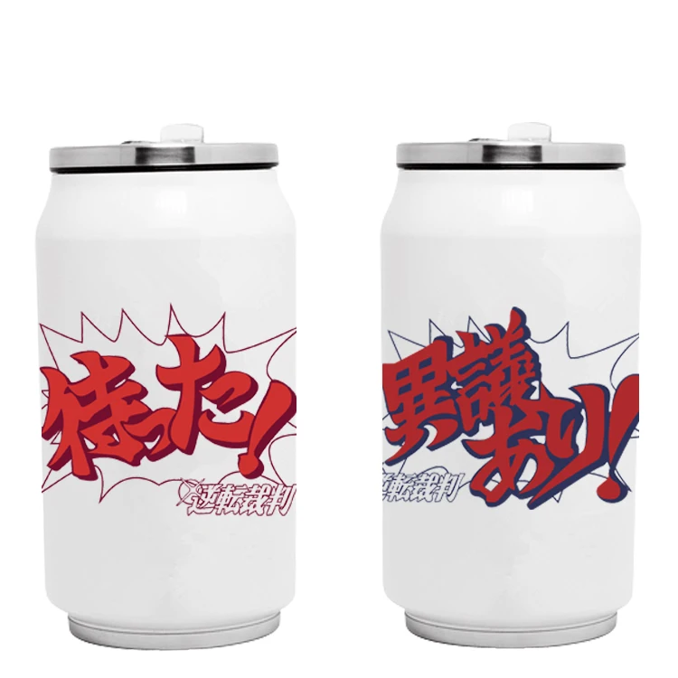 Anime Ace Attorney Phoenix Wright Miles Edgeworth Cosplay Drink Can Halloween Stainless Steel Water Glass Heat Preservation Cup