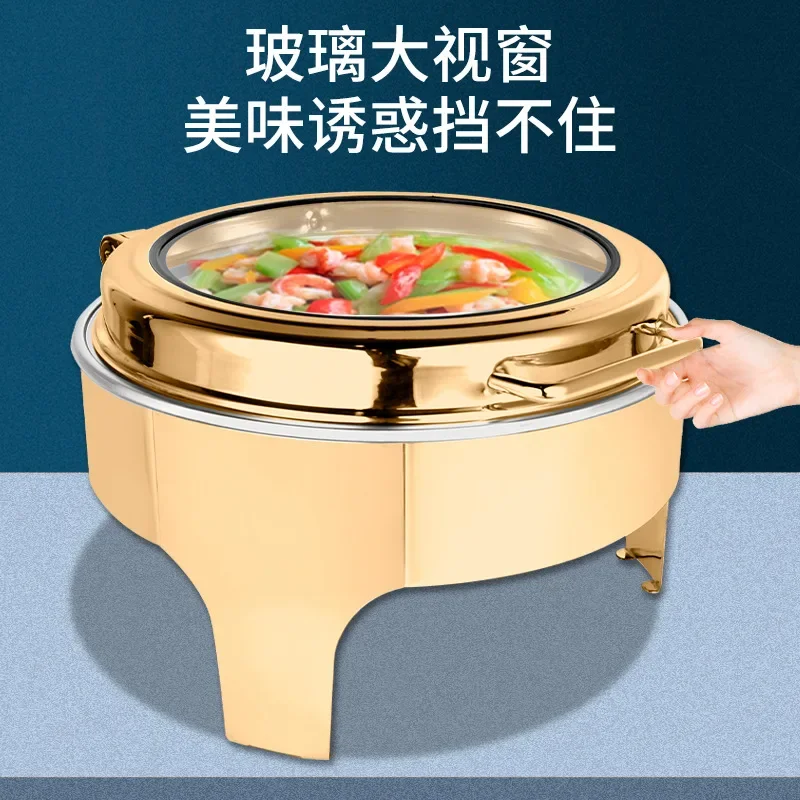 New Arrival Chafing Dishes Buffet 6 liters Stainless Steel Food Warmer Round Hydraulic Gold Chafing Dish