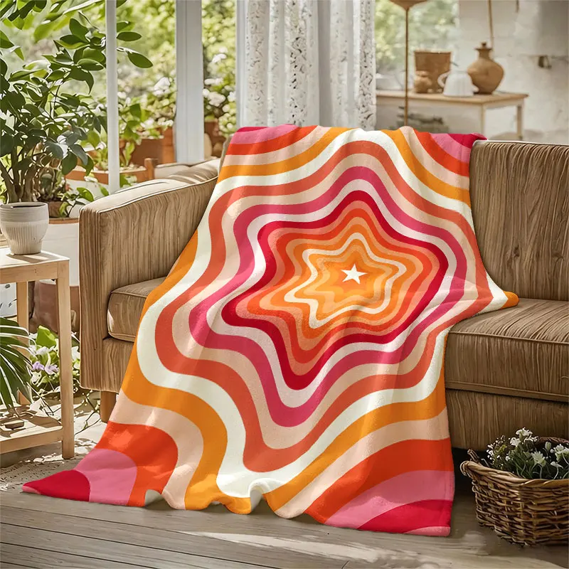 Groovy Star Layers Flannel Blanket Warm Soft Halloween Christmas Decorative Couch Warm Cozy All-Season Gift
