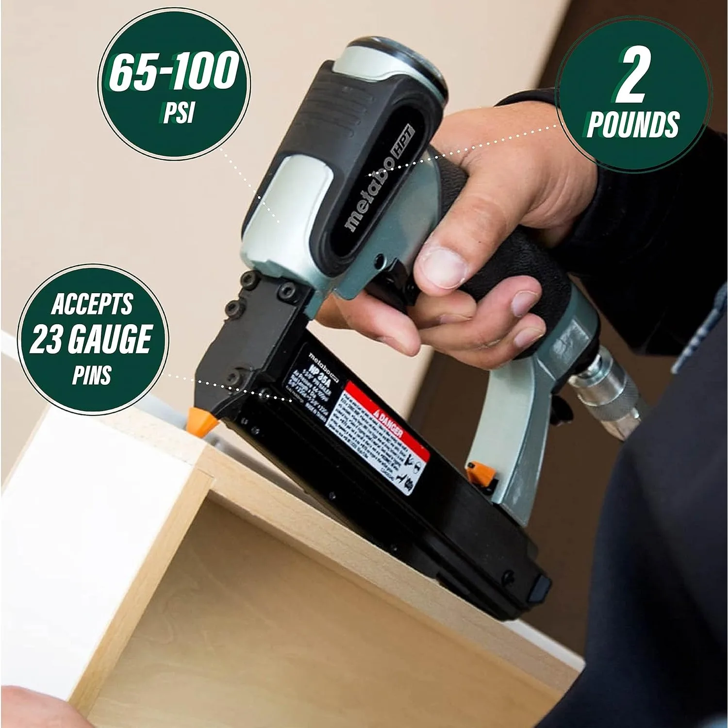 Pin Nailer Kit | Pro Preferred Brand of Pneumatic Nailers | 23 Gauge | Accept 5/8-Inch to 1-3/8-Inch Pin Nails | Ideal