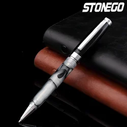 STONEGO 고급 금속 볼펜, 개폐식 볼펜 스테인레스 스틸 래커 롤러 볼펜