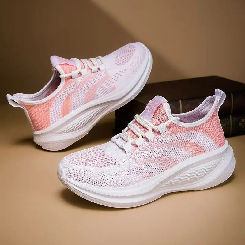 

Women's Spring Summer New Mesh Big Size Sneakers Soft Sole Non Slip Lightweight Breathable Lace Up Cushioned Running Shoes