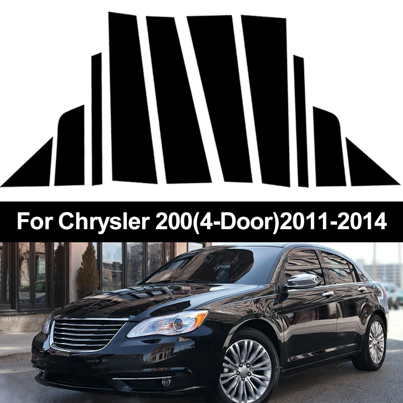 10Pcs For Chrysler 200(4-Door)2011 2012 2013 2014 Car Door Window Pillar Posts Molding Cover Trim Kit Decoration Stickers Decal