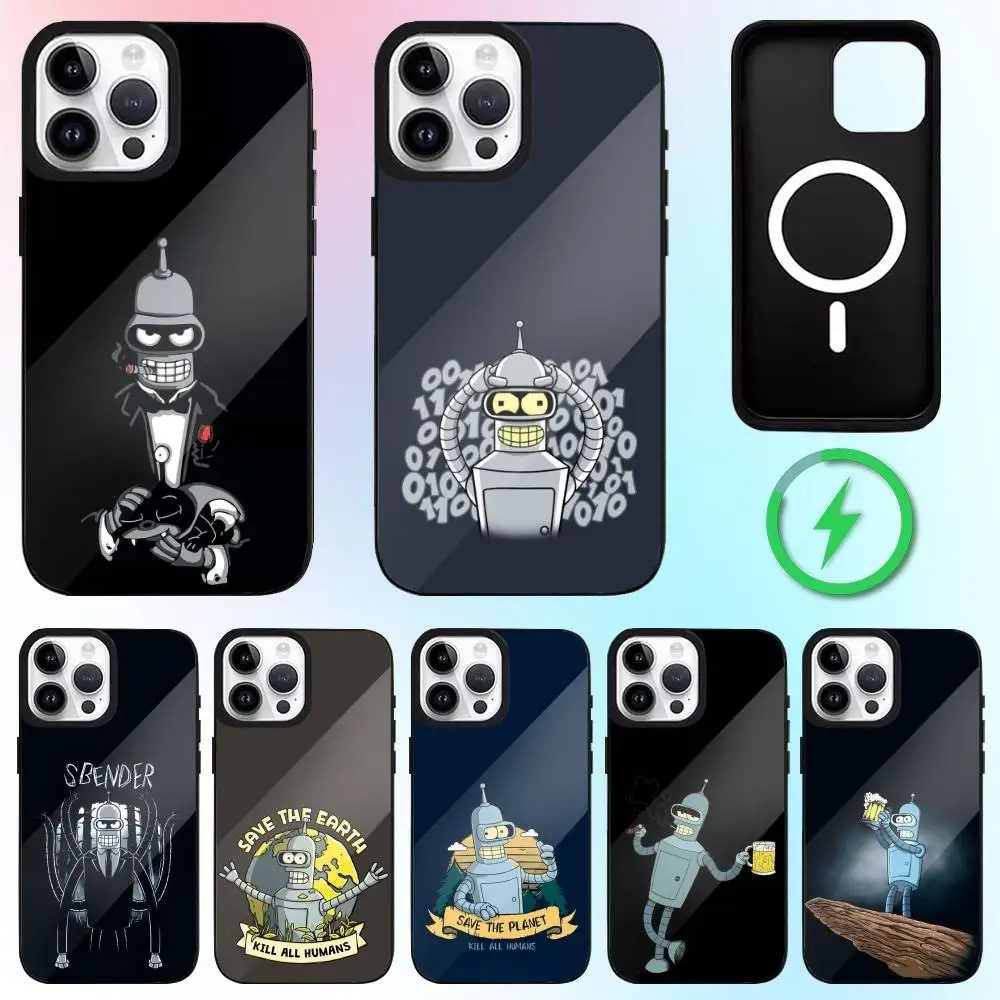 

Cartoon F-Futurama R-Robot B-Bender Phone Case For iPhone17,16,15,14,13,12,11 Plus,ProMax Magnetic For Magsafe Wireless Charging
